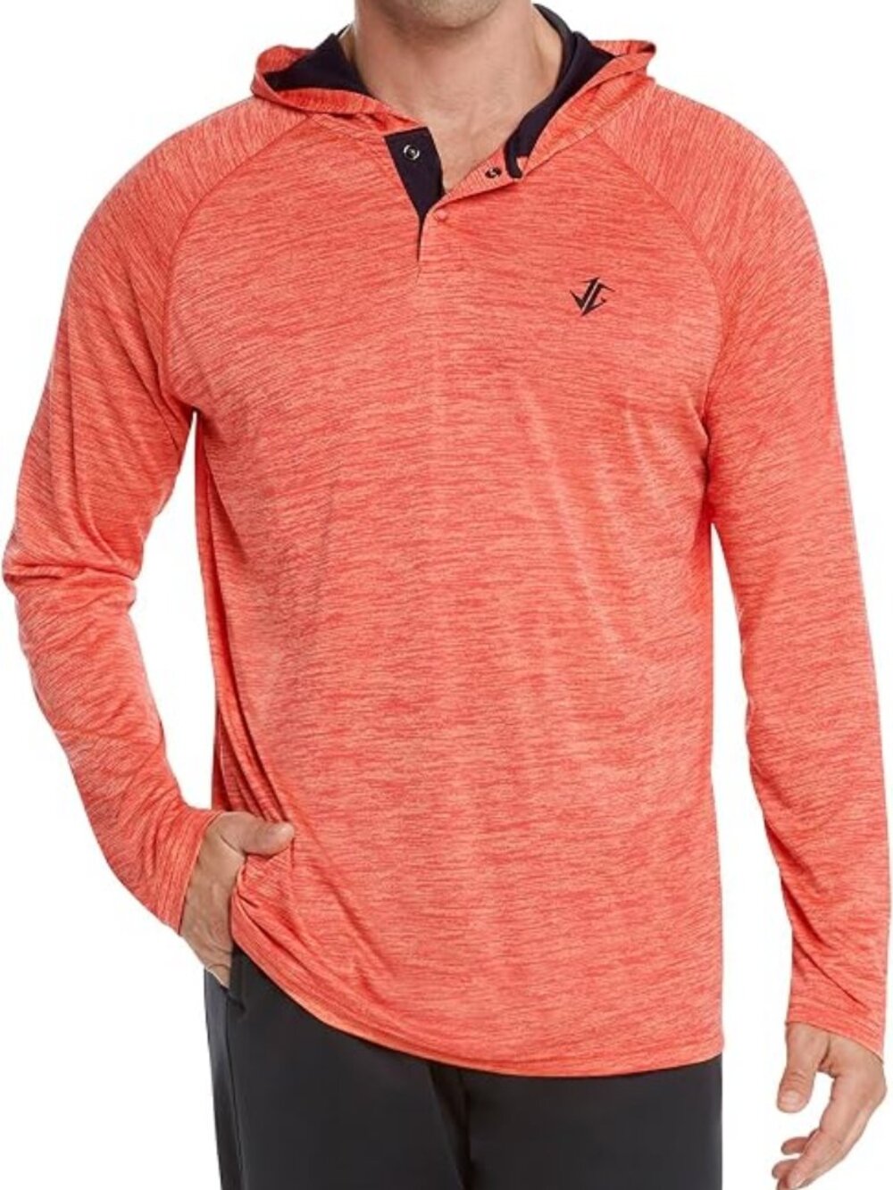 Men's Three Sixty Six Neon Coral Orange Athletic Hoodie